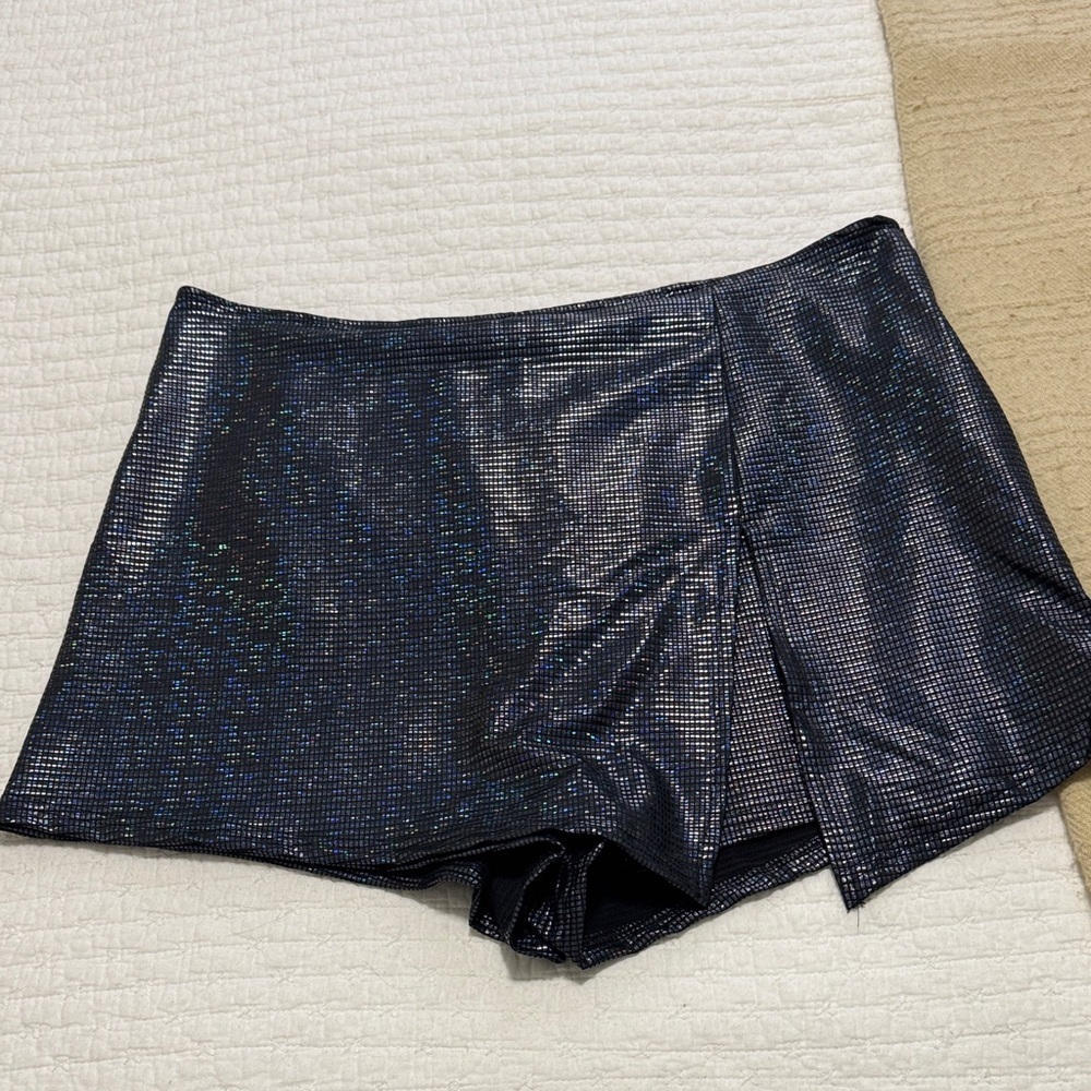SHEIN Metallic blue Shimmer Skort